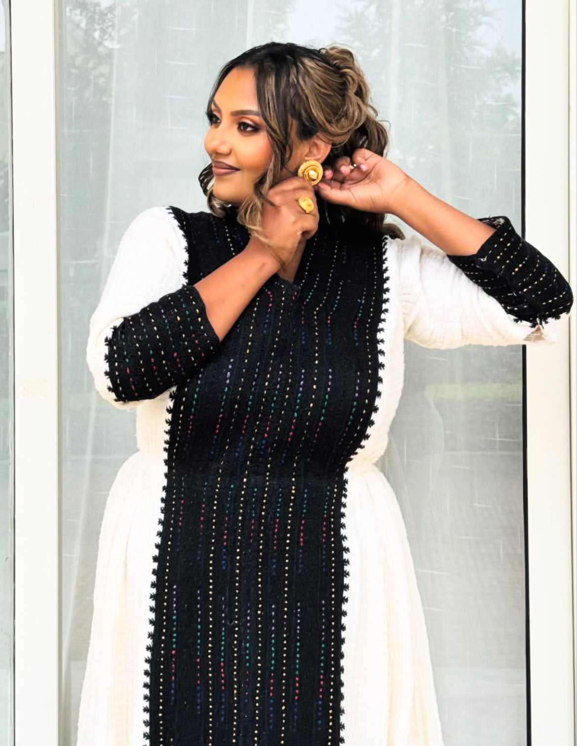White Habesha Dress | Handwoven Cotton Kemis Traditional Ethiopian