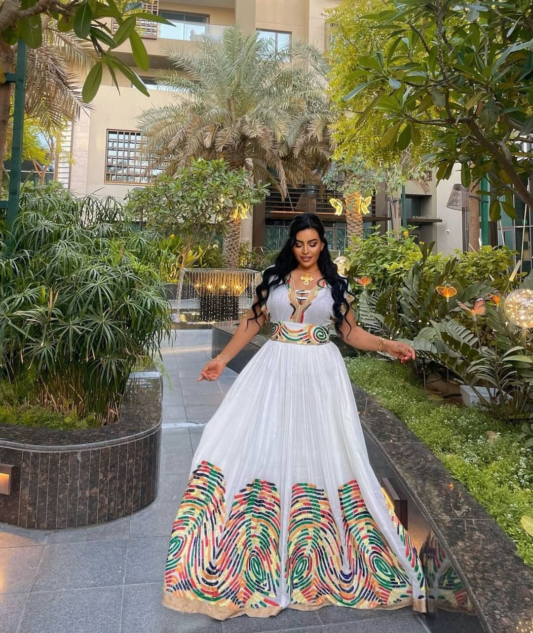 Vibrant Habesha Dress with Multi-Color Tibeb – Ethiopian Traditional Kemis for Women