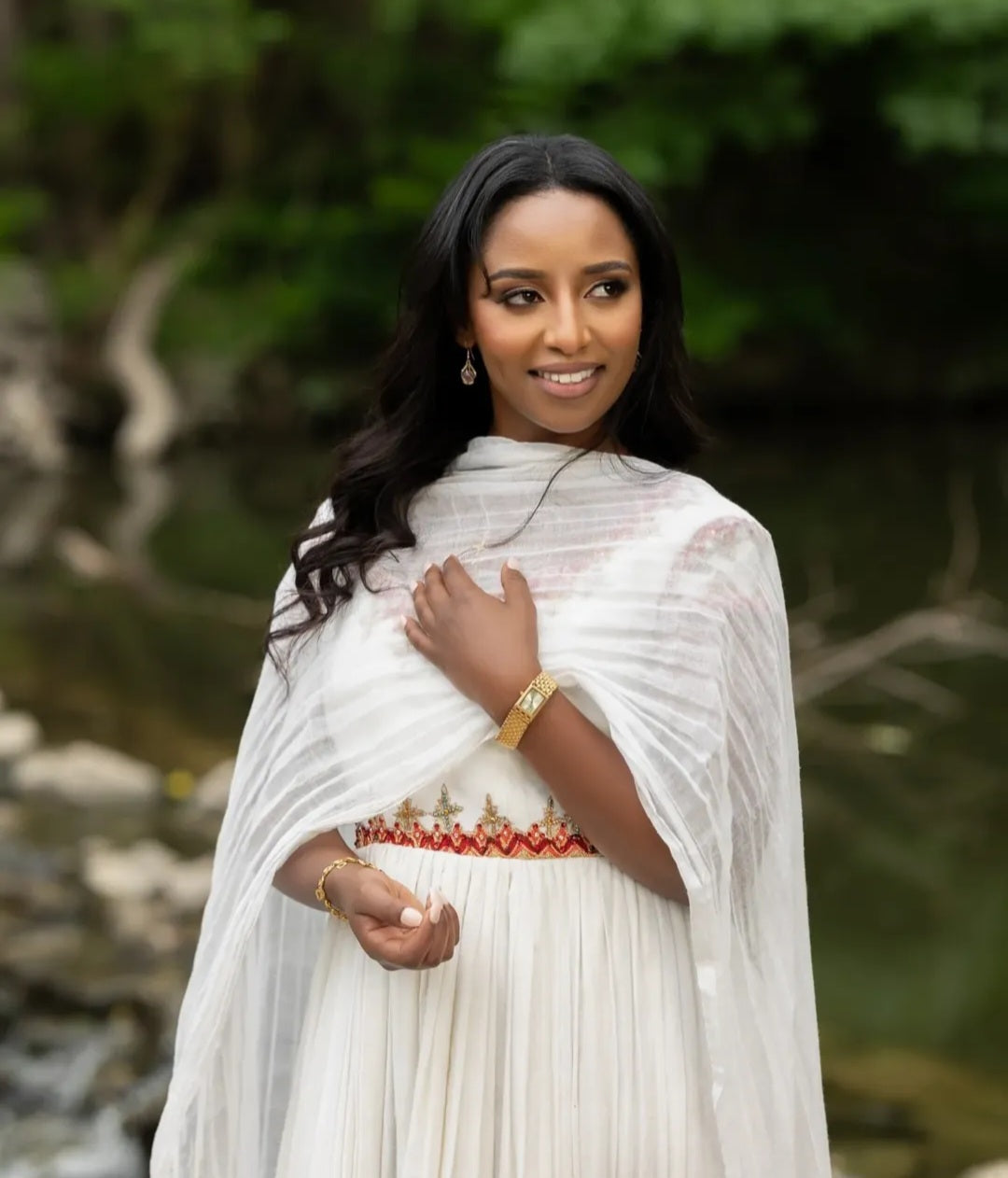 Classic Habesha Dress with Red Tibeb – Traditional Ethiopian Dress for Women
