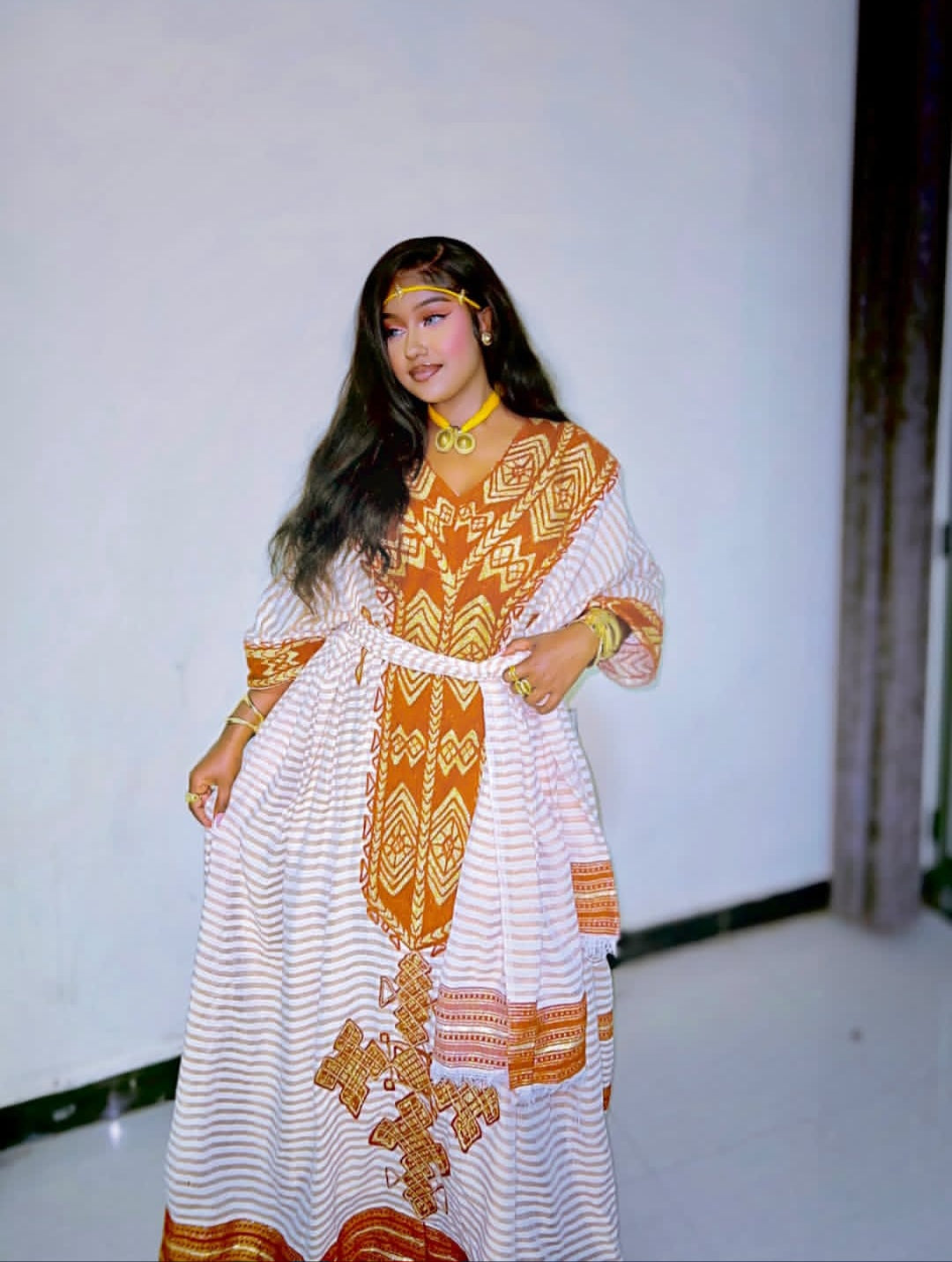 Gold Ethiopian Habesha Clothes | Diaspora Cultural Dress Traditional Wear