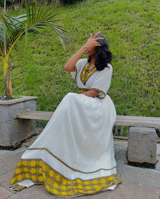 The Ethiopian Store | yellow Ethiopian Dress Cultural Outfit for Women