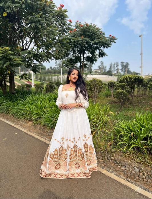 Gold Ethiopian Habesha Clothes | Wedding Outfit Authentic Handmade