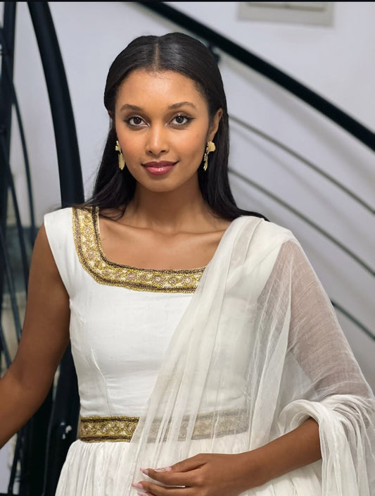 Gold Ethiopian Habesha Clothes | Outfit Authentic Handmade