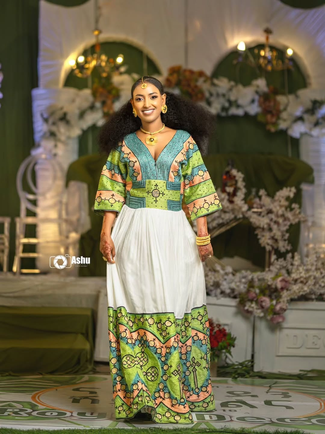 Green Ethiopian Libs – Beautiful Traditional Dress for Weddings, Church & Cultural Celebrations