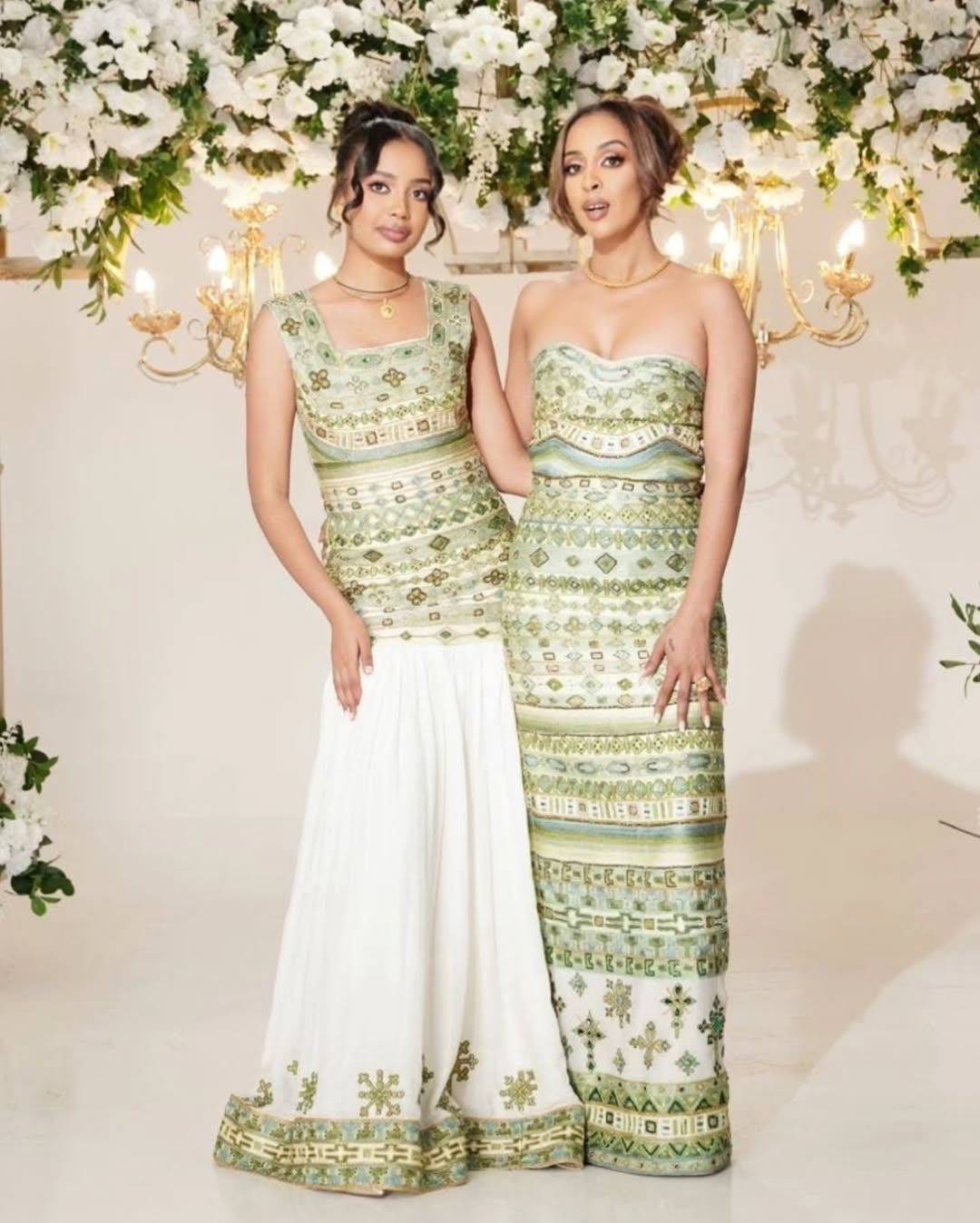Green Elegance Family Habesha Kemis Set by Enku Design – Ethiopian Traditional Dress