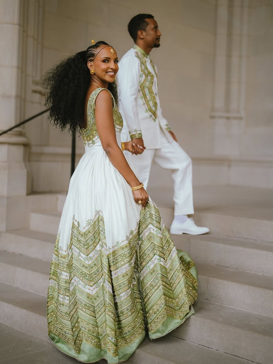 harmony dress design Ivory & green Habesha Kemis Couple Set by Enku – Ethiop Illustration Color:Ivory-Picture Color __TailbaseID_489595 Anybird Purple,S, Women's Sexy pair with your favorite