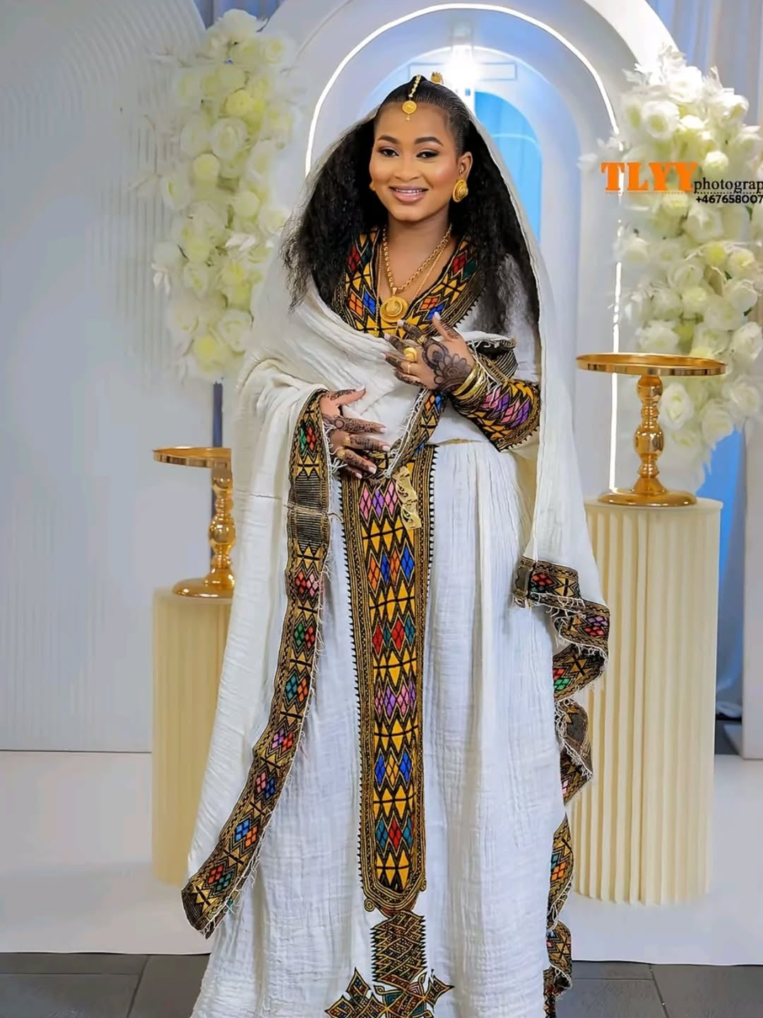 Multi Color Ethiopian Kemis – Luxury Cultural Dress with Handwoven Embroidery for Bridal Ceremonies, Engagements & Formal Events