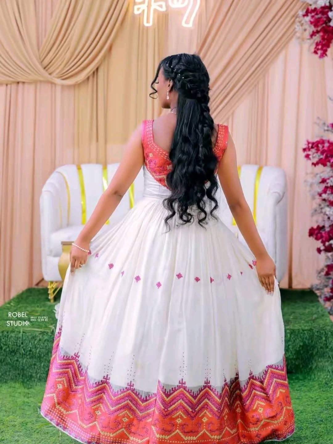 Red Ethiopian Traditional Dress – Modern Embroidered Wedding Dress with New Style & Elegant Design