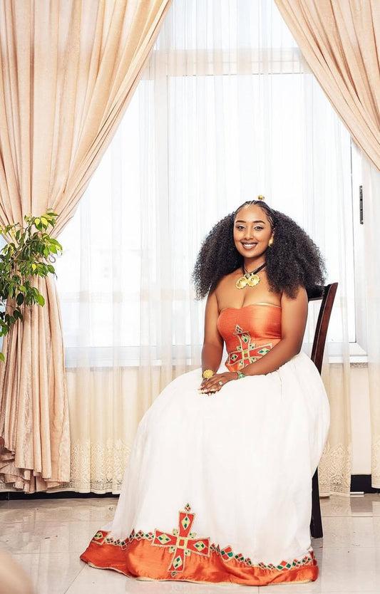 Red Ethiopian Habesha Clothes | Stylish Traditional Outfit for Women