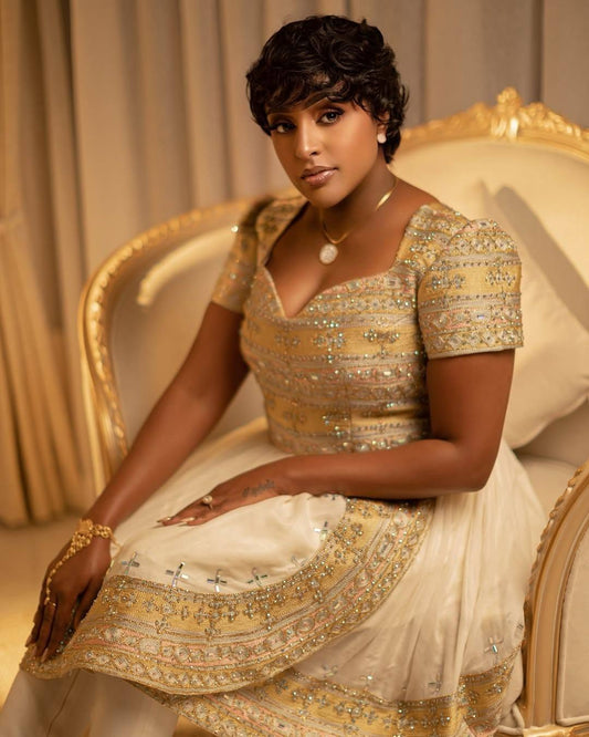 ወርቅ የሃበሻ ቀሚስ – ለሰርግና ለባህላዊ ዝግጅቶች