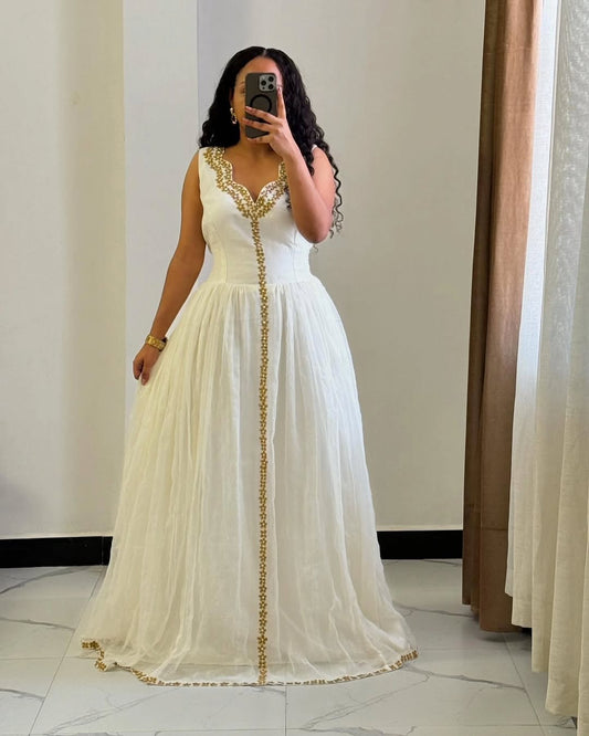 አዲስ ዘመናዊ የወርቅ ጥልፍ የሐበሻ ልብስ – ለቤተሰብ ዝግጅቶች