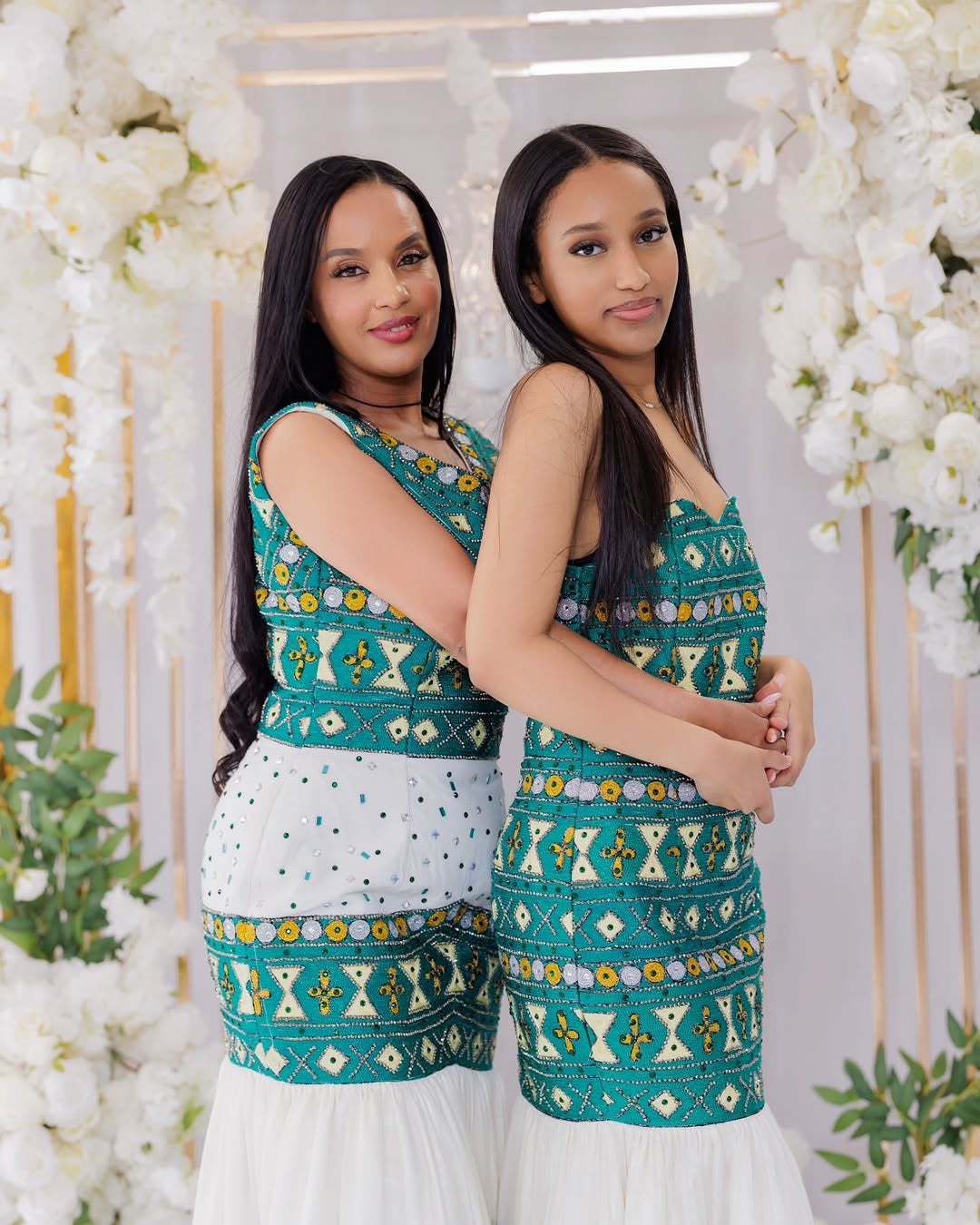 Soft Mint Green Habesha Dress – Gentle Color with Silver & White Tibeb