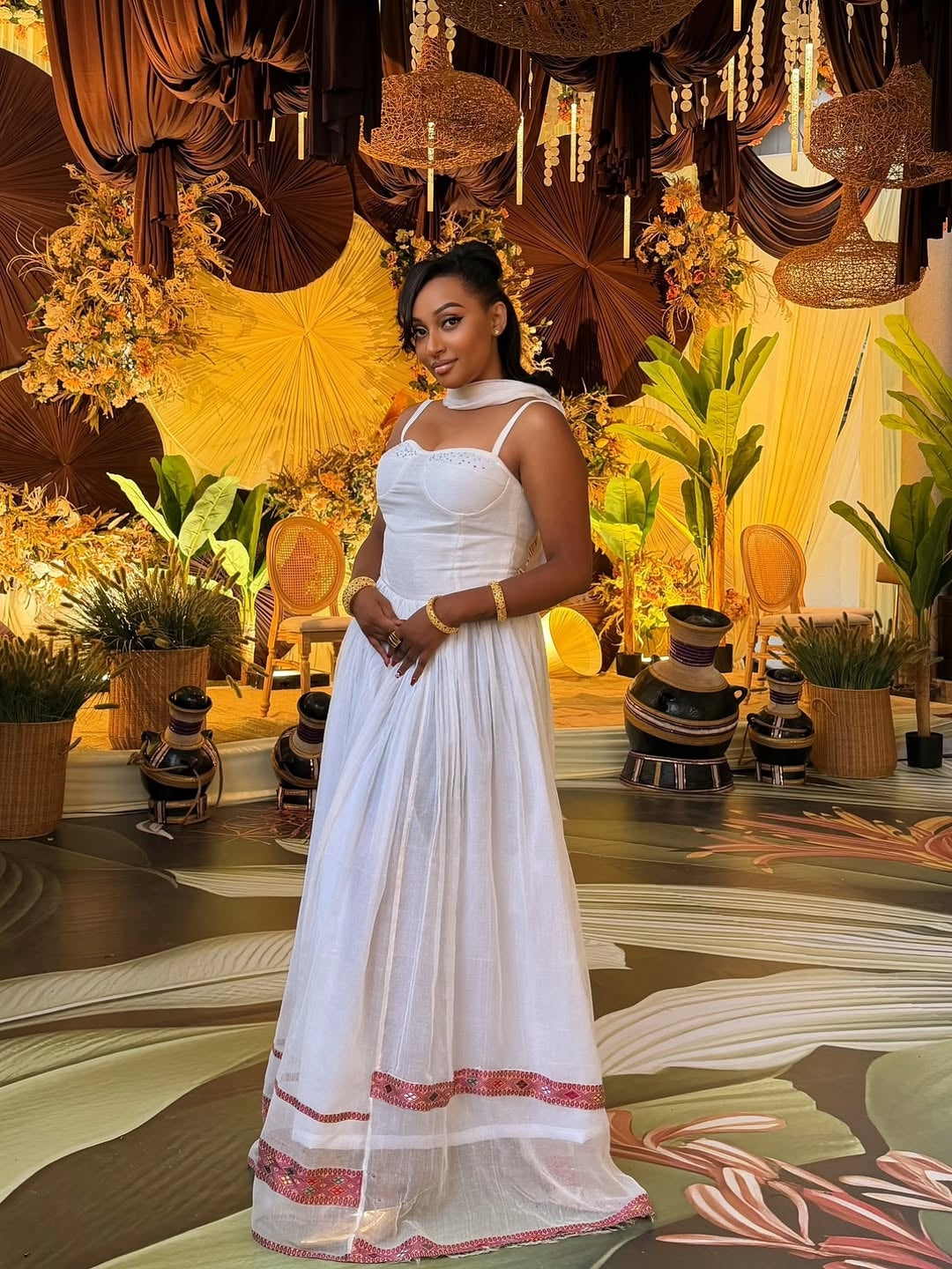 Pink Ethiopian Traditional Crospet Dress – Handcrafted Crochet Cultural Gown with Artistic Pattern for Weddings, Engagements & Elegant Celebrations