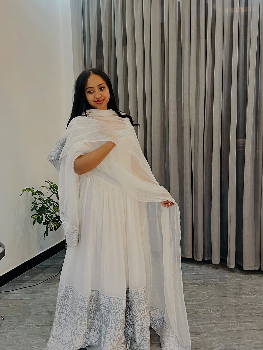 Silver Ethiopian Dress | Authentic simple Handmade Habesha Kemis Online