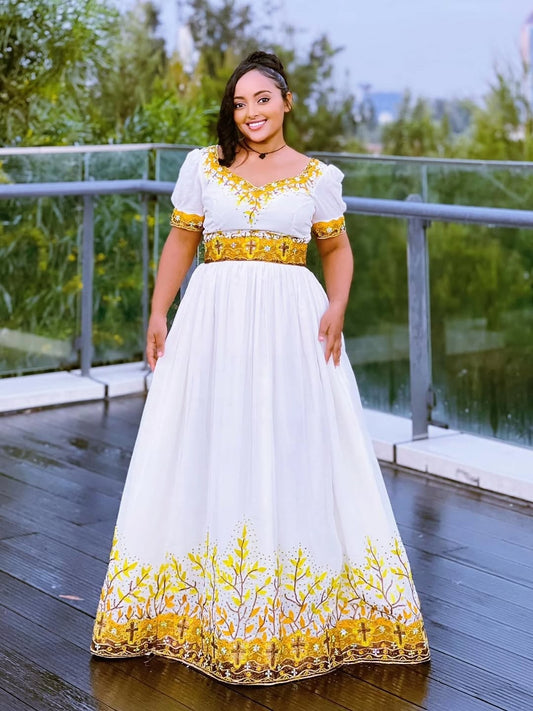 Gold Ethiopian Clothing | Elegant Dress for Special Occasions