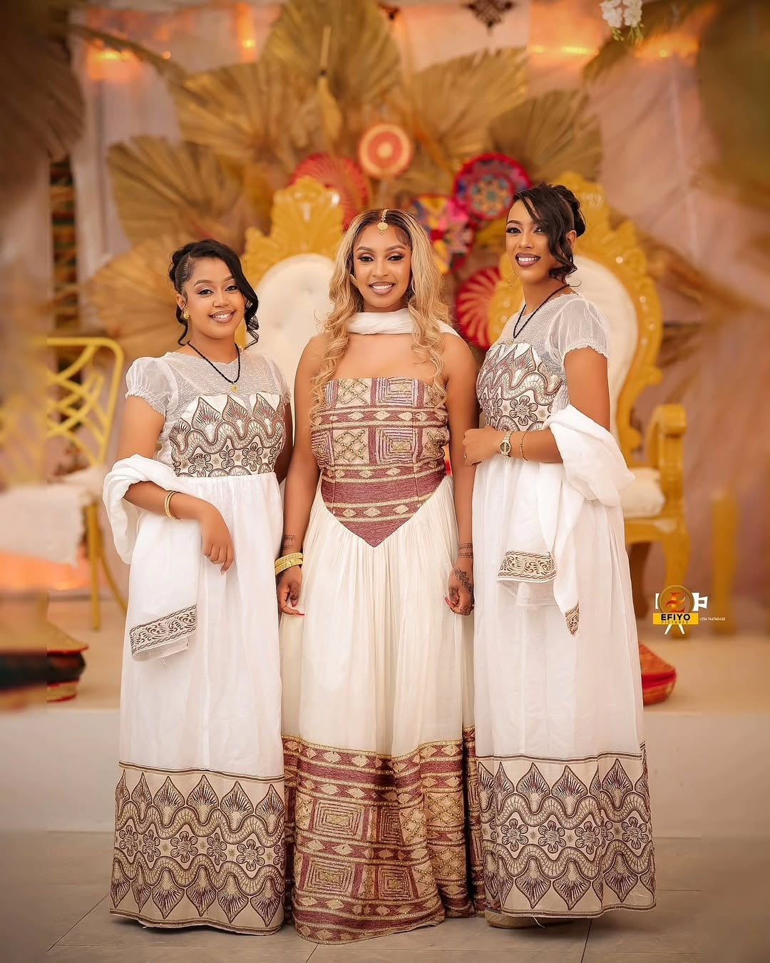 Red Off Shoulder Habesha Kemis with Full Tibeb – New Design Ethiopian Traditional Dress for Weddings and Cultural Celebrations