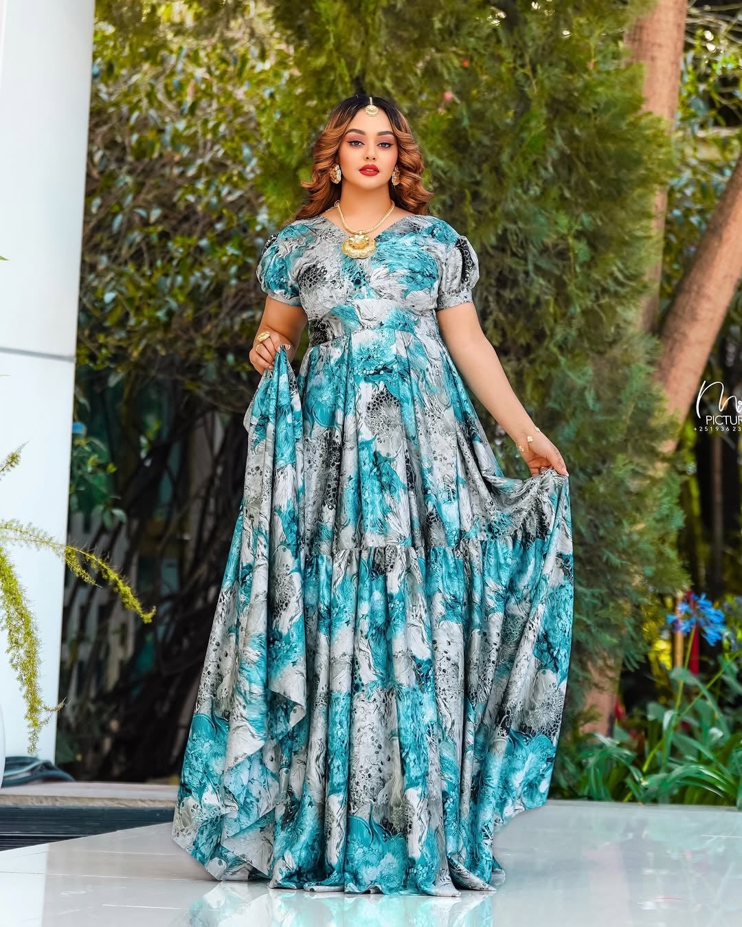 Blue Silk Habesha Chiffon Dress – Elegant Ethiopian Chiffon Zuria for Weddings and Evening Events XS Blue Silk Habesha Chiffon Dress – Elegant Ethiopian Chiffon Zuria for Weddings and Evening Events XS