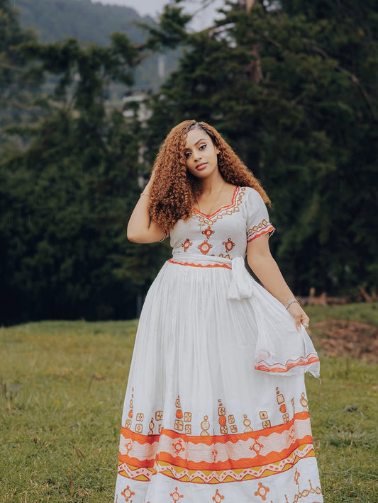 ቀይ የሀገር ባህል ልብስ | ለበዓላት ተስማሚ ቀላል የሐበሻ ልብሶች