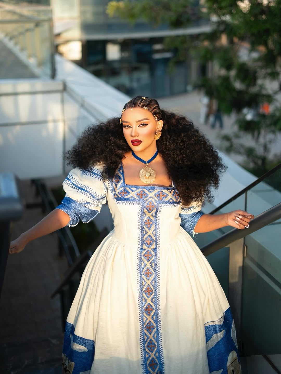 Blue Habesha Kemis – Handwoven Ethiopian Dress for Cultural Events