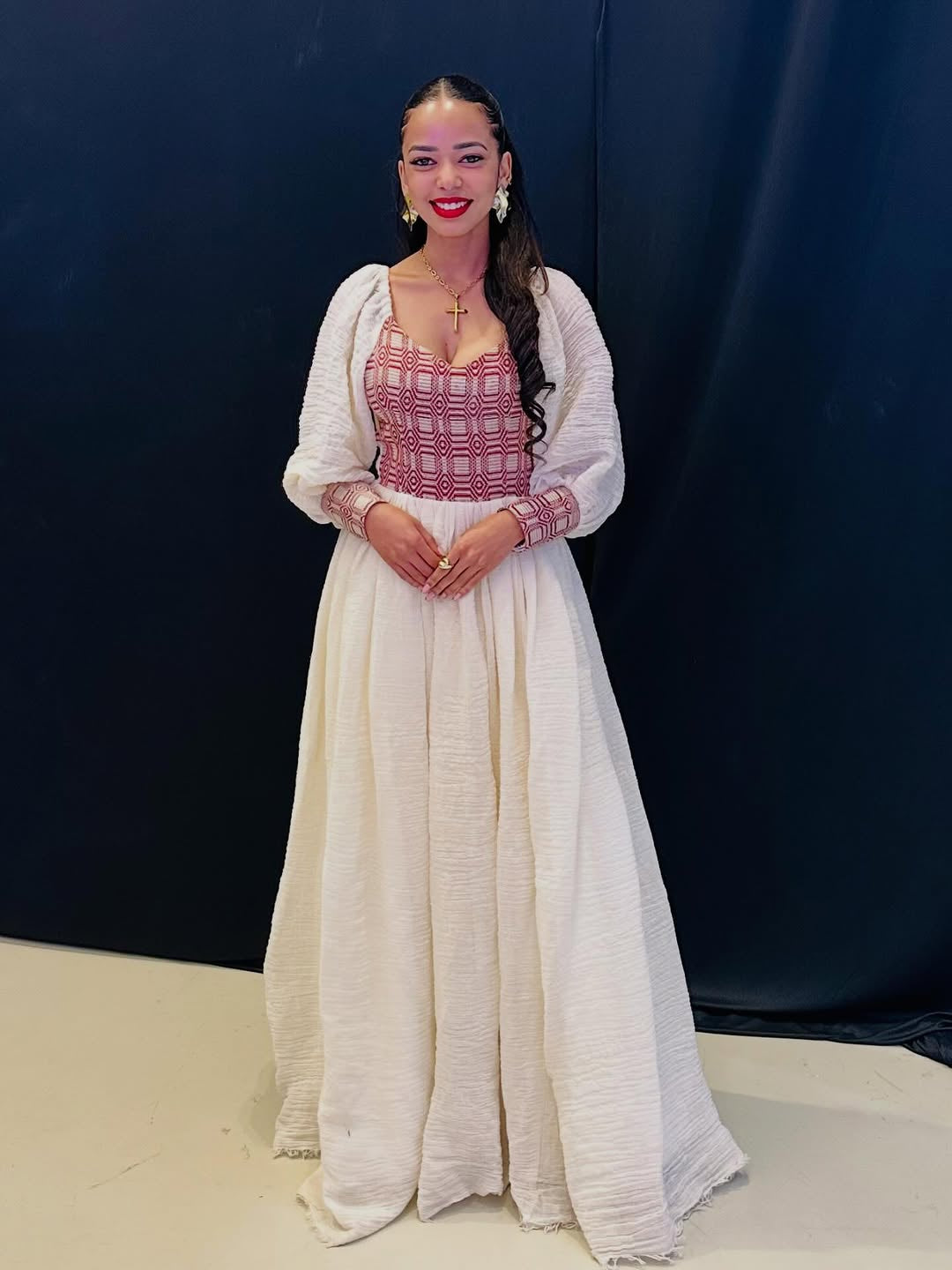 Red Ethiopian Habesha Dress – Handwoven Cultural Outfit for Celebrations