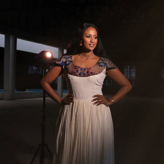 ዘመናዊ የሐበሻ ልብስ | በእጅ የተሠራ ነጭ የሐበሻ ቀሚስ