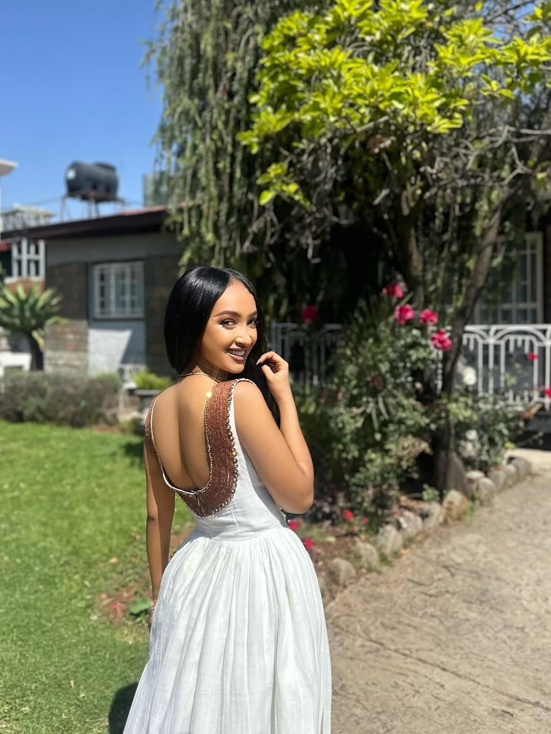 Brown Habesha Libs – Modern Elegant Ethiopian Traditional Dress for Weddings & Formal Ceremonies