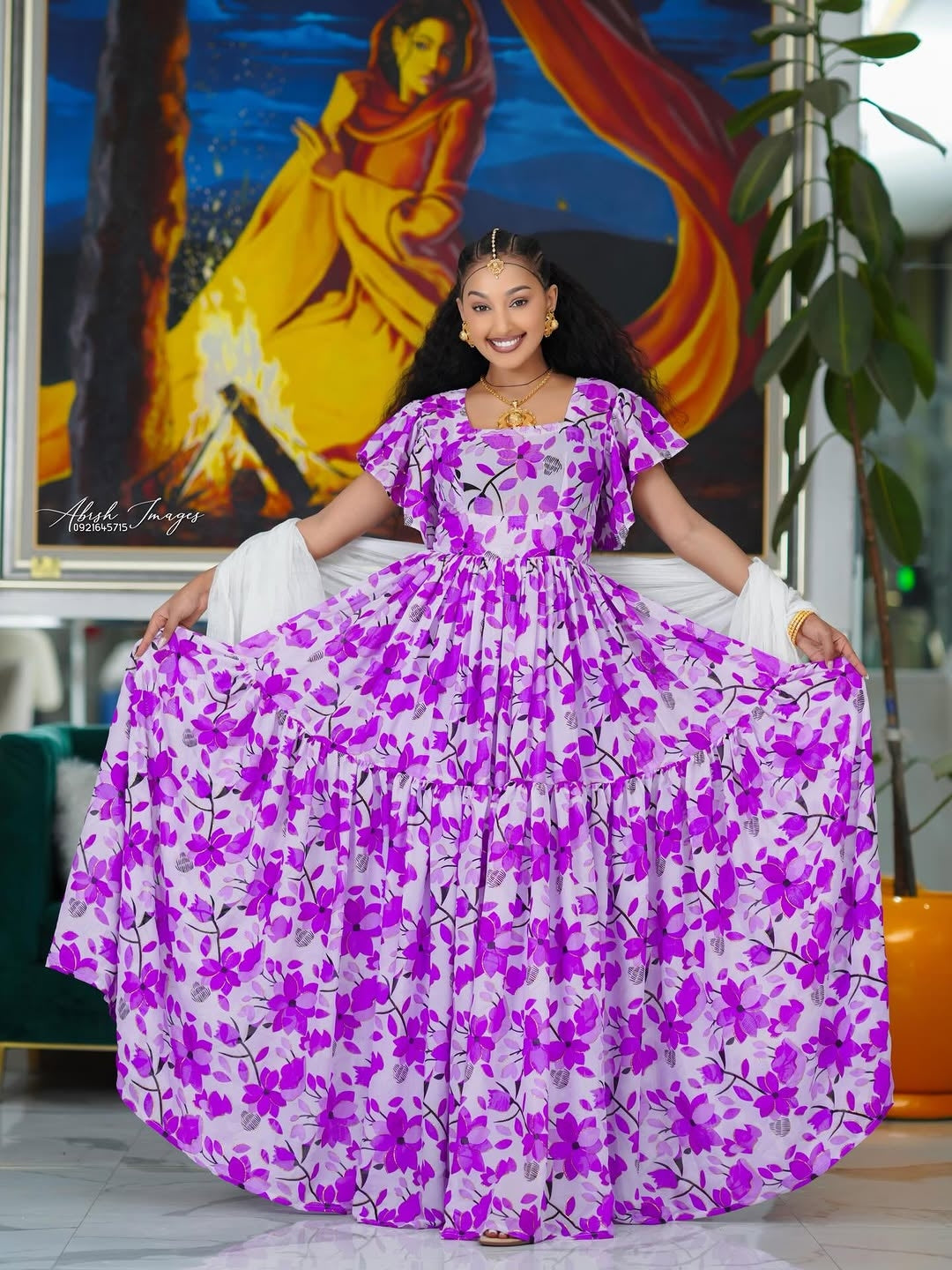Purple Chiffon Habesha – Flowing Ethiopian Dress with Soft Silhouette for Weddings and Elegant Occasions Purple Chiffon Habesha – Flowing Ethiopian Dress with Soft Silhouette for Weddings and Elegant Occasions