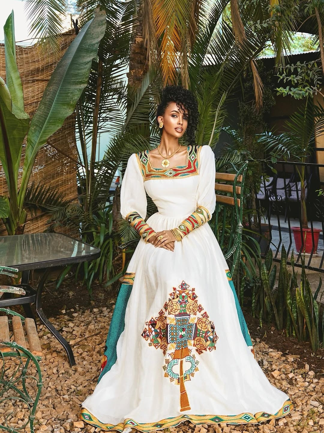 Gold Ethiopian Kemis – Luxury Traditional Habesha Dress for Weddings and Grand Celebrations