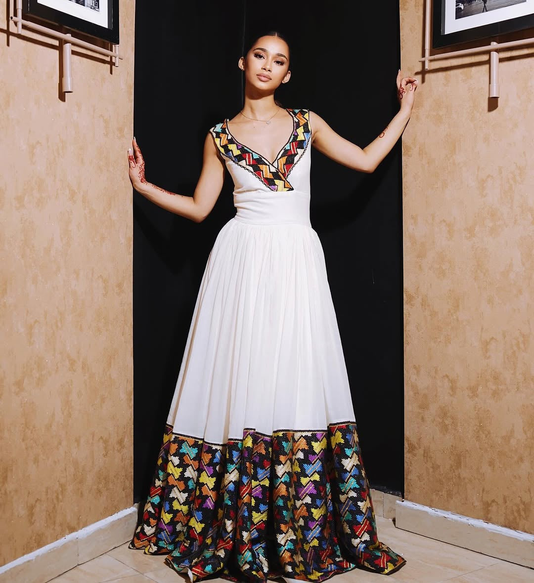 Classic Habesha Kemis – Handwoven Ethiopian Traditional Dress with Detailed Tilf Embroidery Design