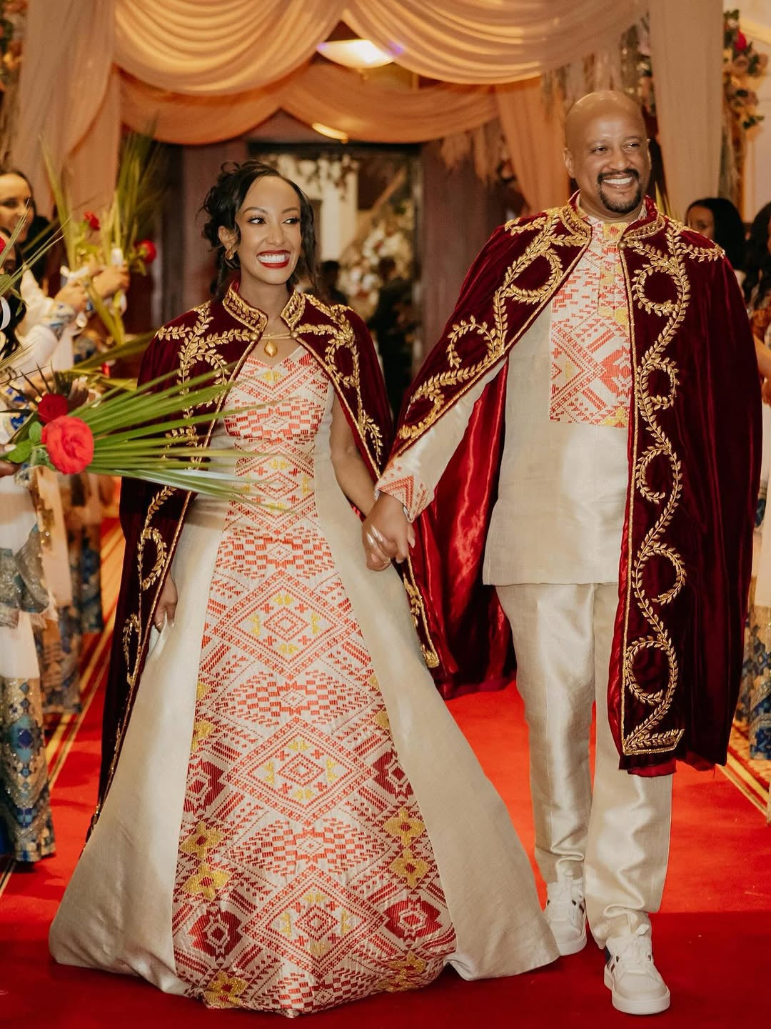 Luxury Habesha Wedding Set with Kaba – Bride & Groom Matching Kemis, Suit & Kaba by Tsehaye Mehari