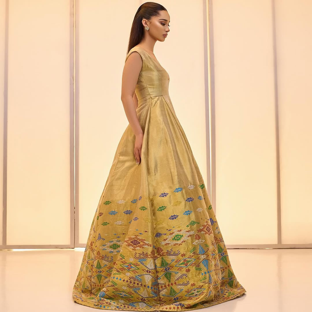 Luxury Gold Habesha Kemis – Ethiopia traditional Wedding Dress by Tsehaye Mehari