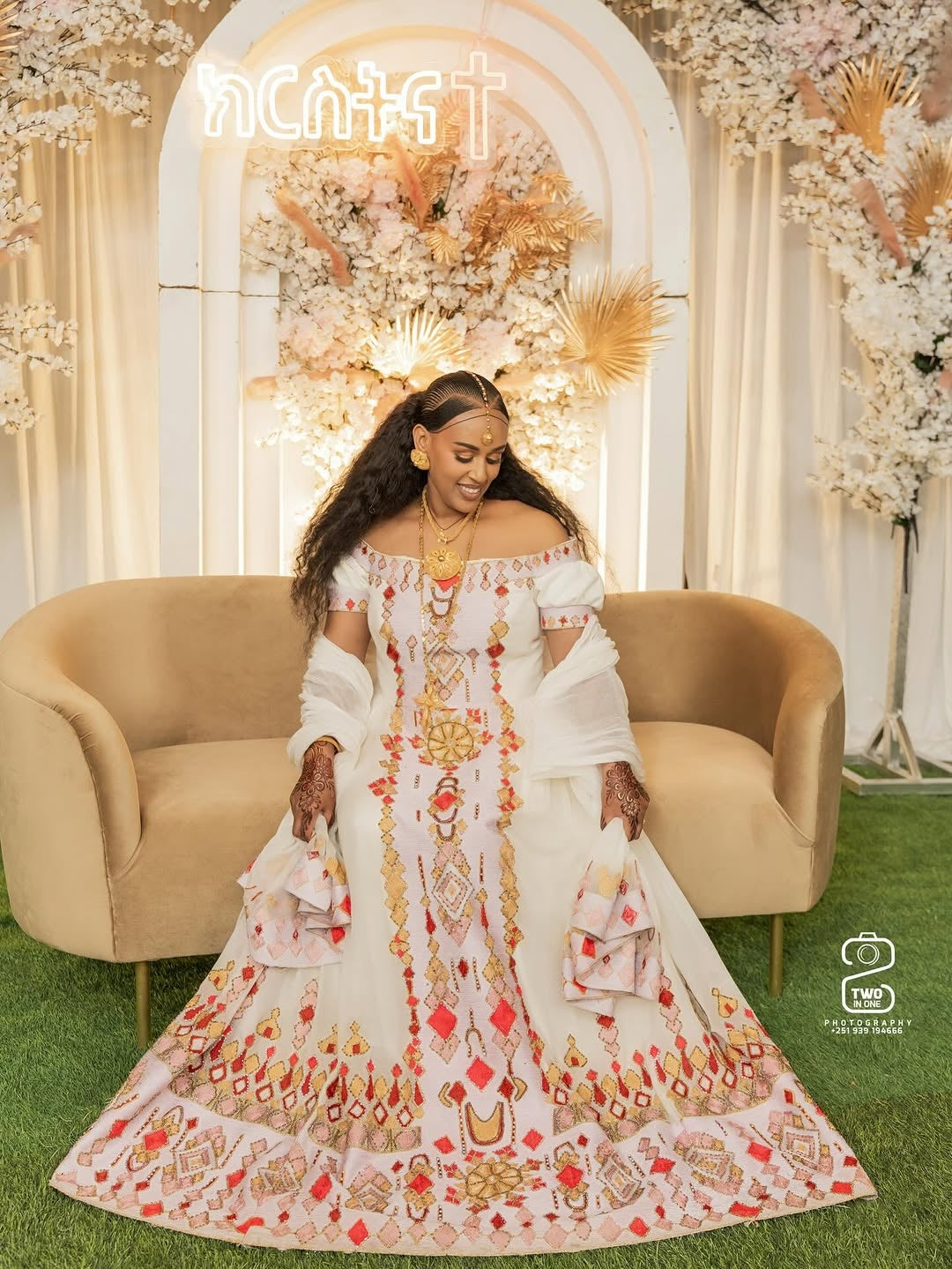 Red Ethiopian Dress Matching Set – Stylish New Design Traditional Outfit for Him and Her