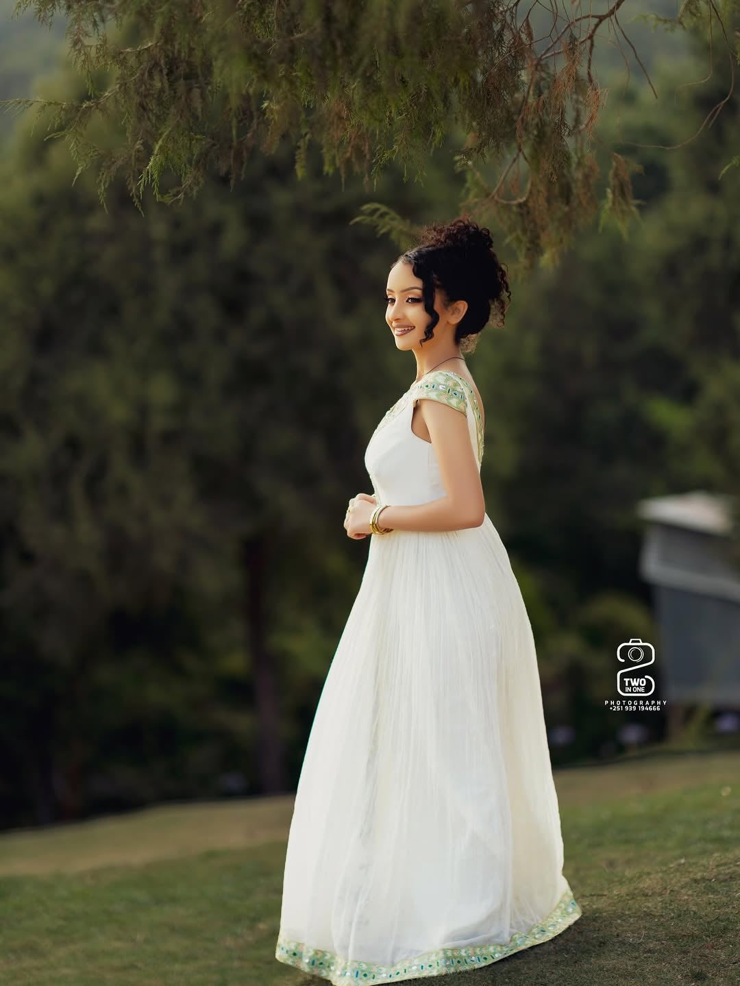 Green Habesha Kemis – Simple Sleeveless Ethiopian Traditional Dress for Cultural Gatherings and Everyday Elegance