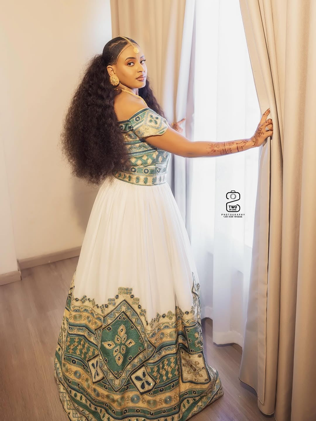 Green Habesha Wedding Dress – Elegant Ethiopian Bridal Kemis with Timeless Design for Weddings and Cultural Ceremonies