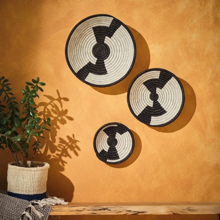 Ethiopian Multi-Circle Wall Basket – Earth Tones & Black Highlights (Customizable)
