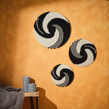 Ethiopian Multi-Circle Wall Basket – Earth Tones & Black Highlights (Customizable)