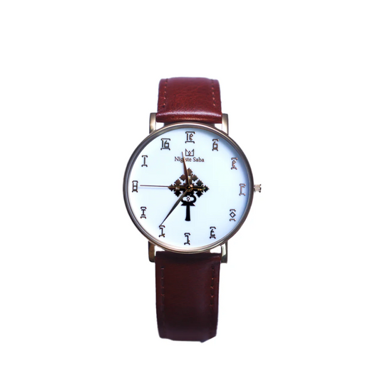 Nigiste Saba – Women’s Cross Watch in Brown Strap