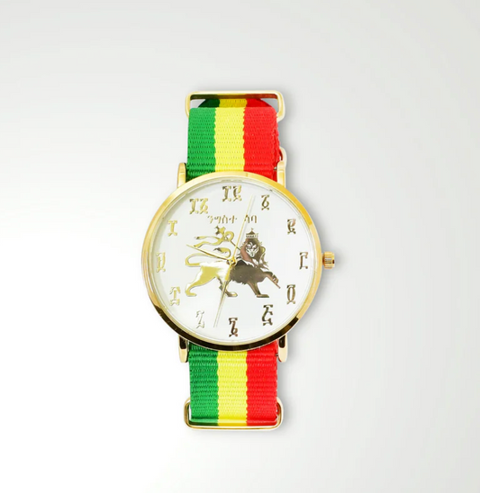 Nigiste Saba – Lion of Judah Watch with Flag Strap