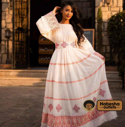 Handwoven Habesha Kemis – Classic Ethiopian & Eritrean Traditional Dress