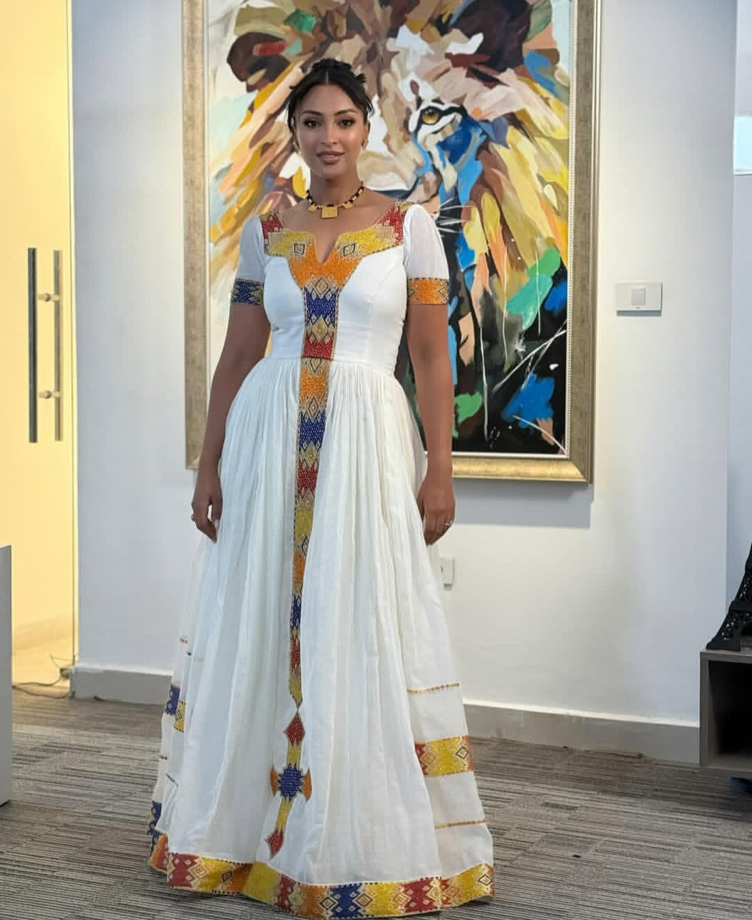 Vibrant Habesha Dress with gold Tibeb – Ethiopian Traditional Dress
