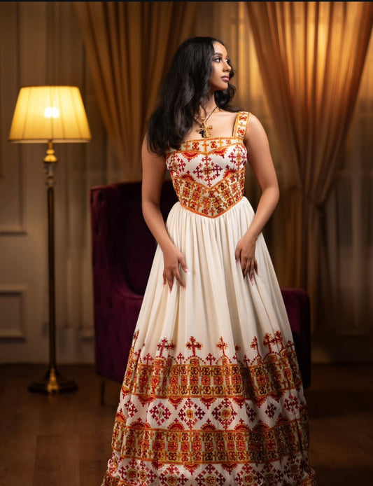 Elegant Ethiopian wedding Dress – Cultural Habesha Dress for Shimglina & Events
