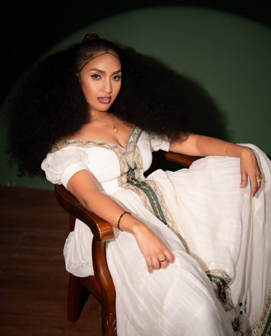 Habesha Libs – Traditional Ethiopian dress  with hand-stitched embroidery