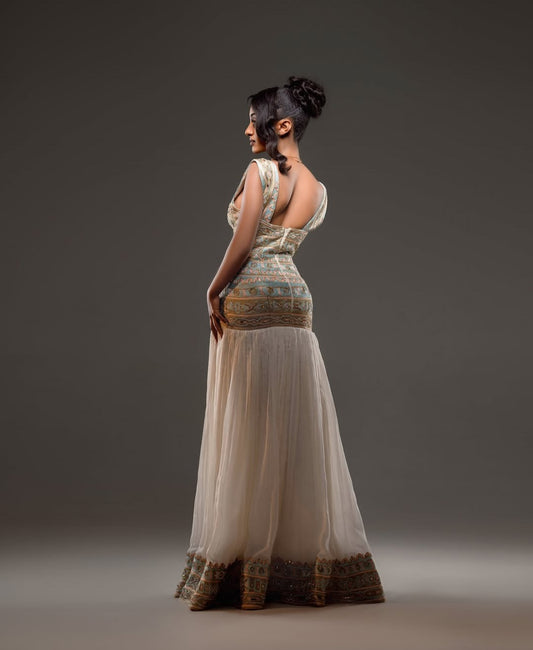 Habesha Dress - Off-the-Shoulder Green Ethiopian Dress for Women