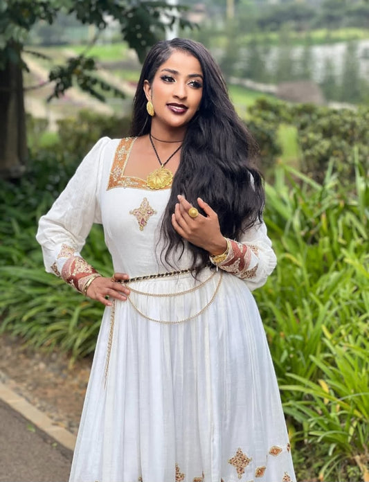 Gold Ethiopian Habesha Clothes | Wedding Outfit Authentic Handmade