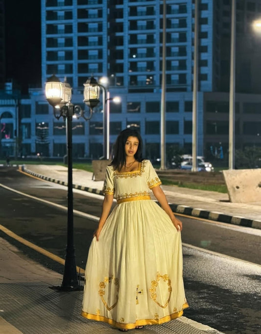 The Ethiopian Store | Gold Elegant Habesha Outfit for Weddings & Events