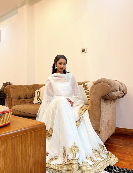 Gold Ethiopian Habesha Clothes | Outfit Authentic Handmade