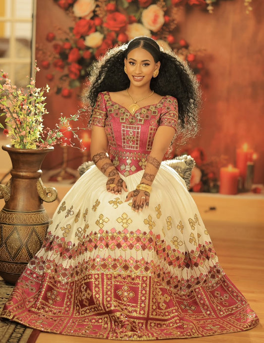 Purple Ethiopian Clothing | Habesha Wedding Outfit for Diaspora Brides