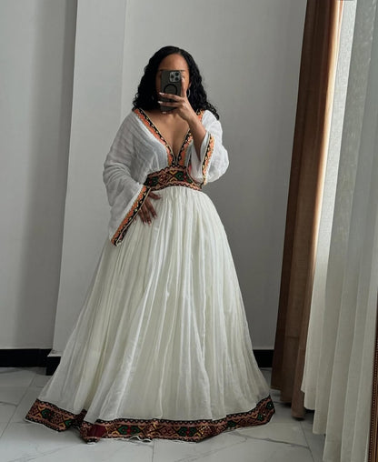 Ethiopian Store | Brown Modern Habesha Dress for Weddings & Parties