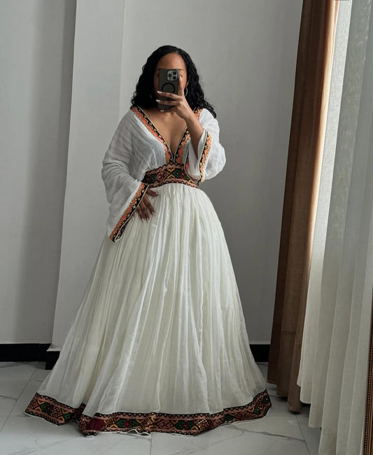 Ethiopian Store | Brown Modern Habesha Dress for Weddings & Parties