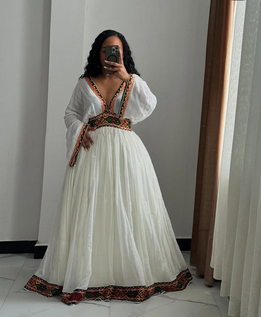 Ethiopian Store | Brown Modern Habesha Dress for Weddings & Parties